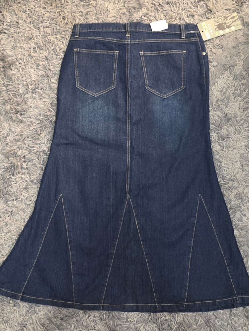 NWT MA JNT'I Dark Wash Denim Maxi Skirt Size 32